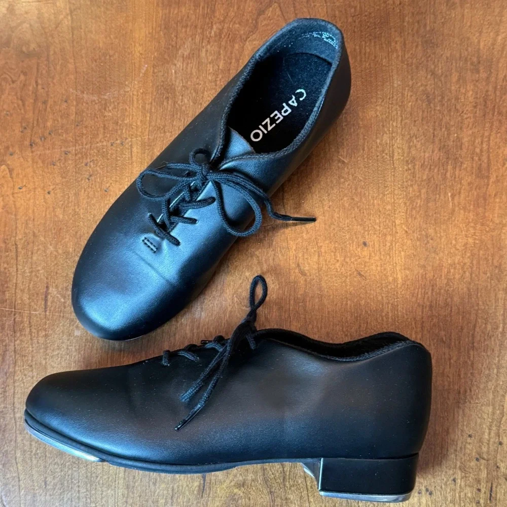 Capezio Fluid Tap Shoes Kids Size 8W Black Excellent‎ Tele Tone Taps E25